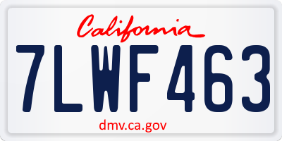 CA license plate 7LWF463