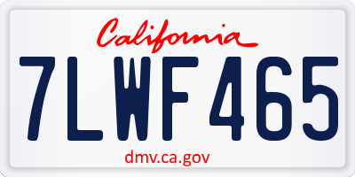 CA license plate 7LWF465