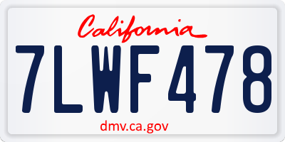 CA license plate 7LWF478