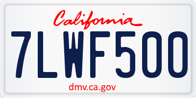 CA license plate 7LWF500