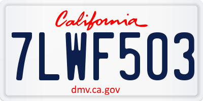 CA license plate 7LWF503