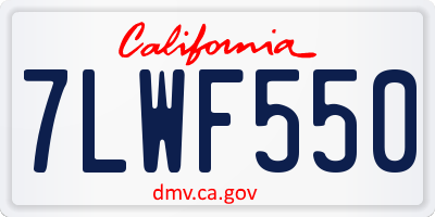 CA license plate 7LWF550