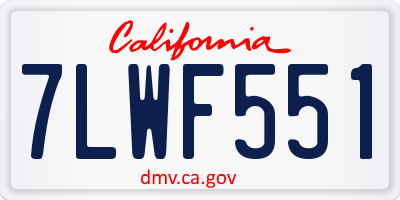 CA license plate 7LWF551