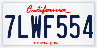 CA license plate 7LWF554