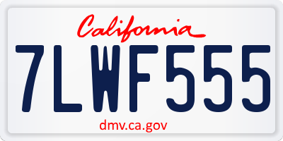CA license plate 7LWF555