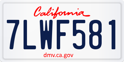 CA license plate 7LWF581