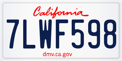CA license plate 7LWF598