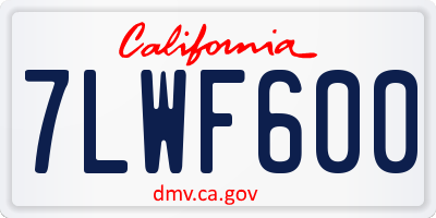 CA license plate 7LWF600