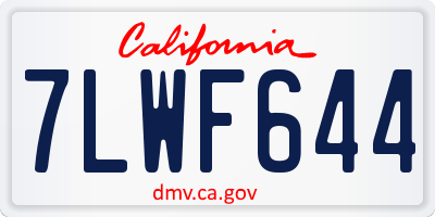 CA license plate 7LWF644
