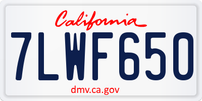 CA license plate 7LWF650