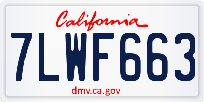 CA license plate 7LWF663