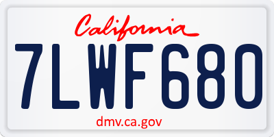 CA license plate 7LWF680