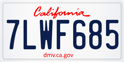 CA license plate 7LWF685