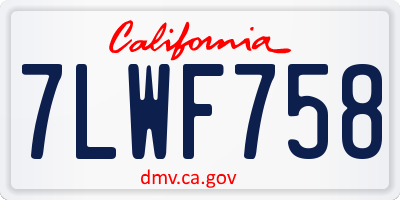 CA license plate 7LWF758