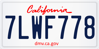 CA license plate 7LWF778