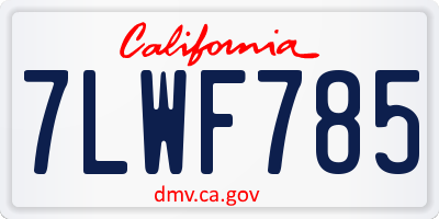 CA license plate 7LWF785