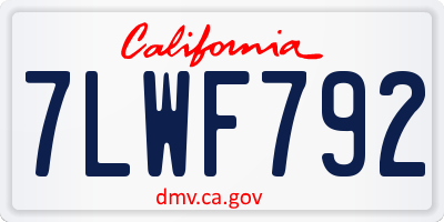 CA license plate 7LWF792