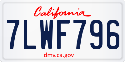 CA license plate 7LWF796