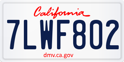 CA license plate 7LWF802