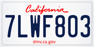 CA license plate 7LWF803