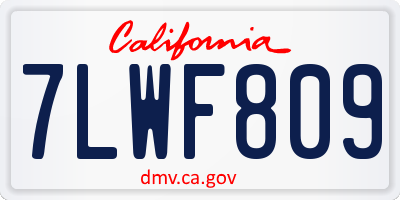 CA license plate 7LWF809