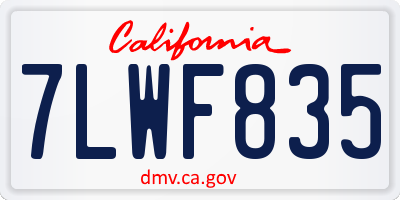 CA license plate 7LWF835