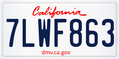 CA license plate 7LWF863