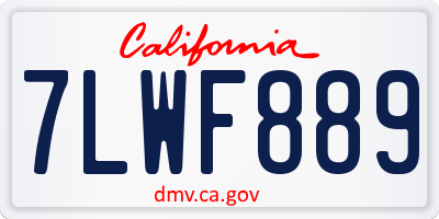 CA license plate 7LWF889