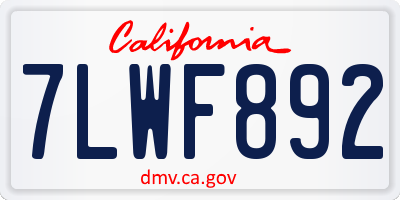 CA license plate 7LWF892