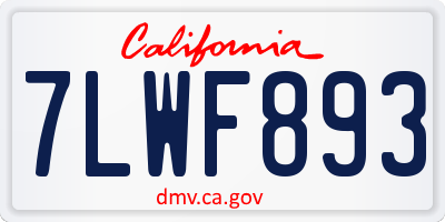 CA license plate 7LWF893
