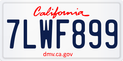 CA license plate 7LWF899