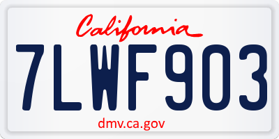 CA license plate 7LWF903