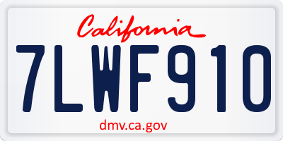 CA license plate 7LWF910