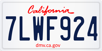 CA license plate 7LWF924