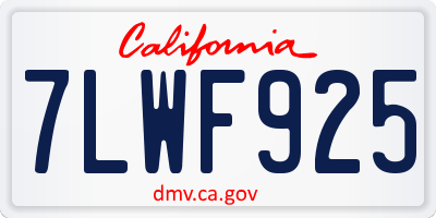 CA license plate 7LWF925