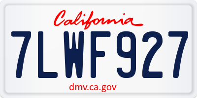 CA license plate 7LWF927