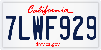 CA license plate 7LWF929