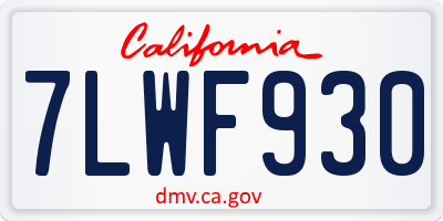 CA license plate 7LWF930