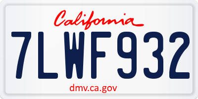 CA license plate 7LWF932