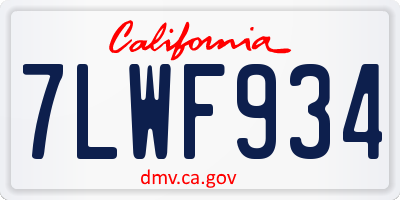 CA license plate 7LWF934