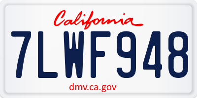 CA license plate 7LWF948