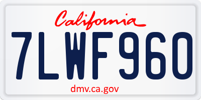 CA license plate 7LWF960