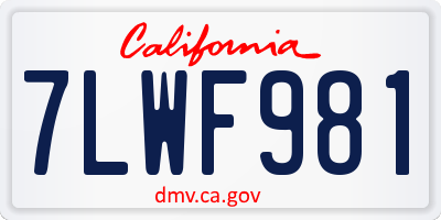 CA license plate 7LWF981