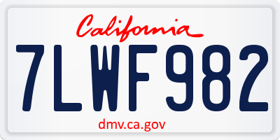 CA license plate 7LWF982