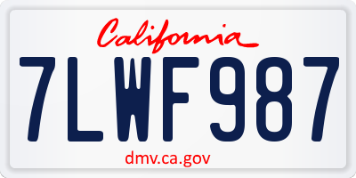 CA license plate 7LWF987