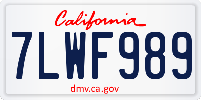 CA license plate 7LWF989