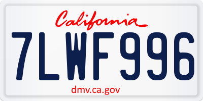 CA license plate 7LWF996