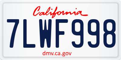 CA license plate 7LWF998