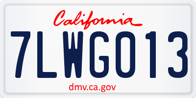 CA license plate 7LWG013