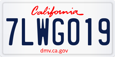 CA license plate 7LWG019